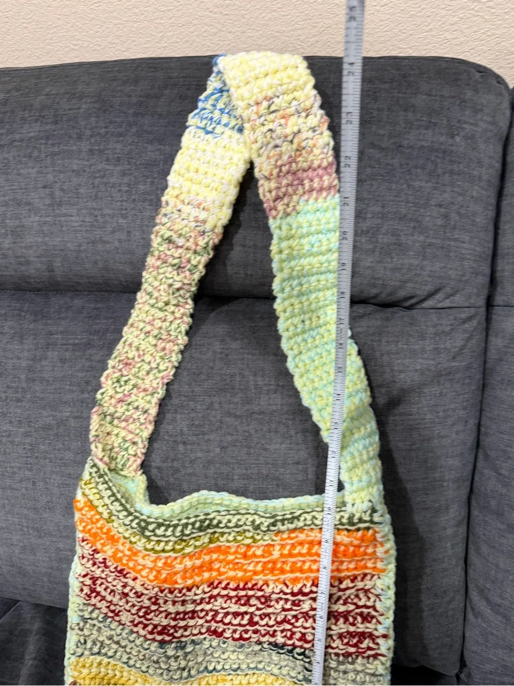 Handmade Multicolor Crochet Shoulder Bag - Pastel & Bright Stripes